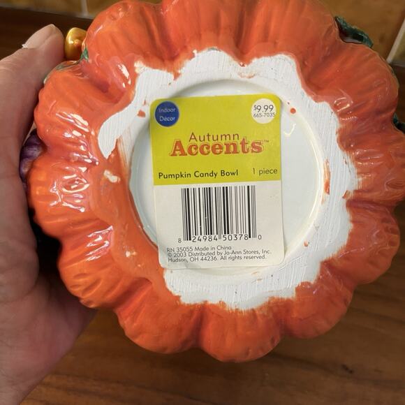 Autumn Accents Pumpkin Candy Bowl Centerpiece Planter Halloween Thanksgiving2003 - Picture 7 of 9